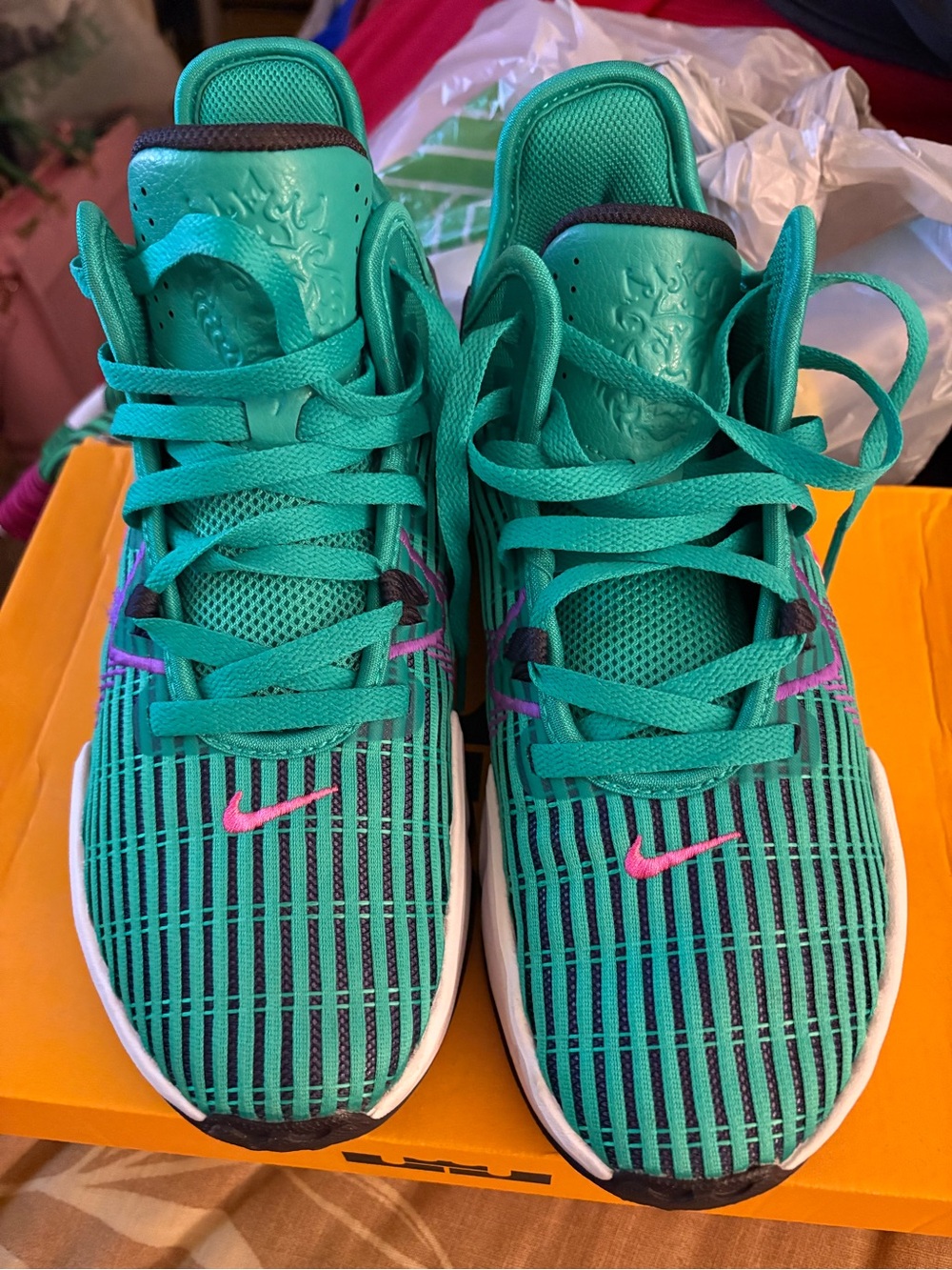 Nike Teal Athletic Sneakers with Pink Accents